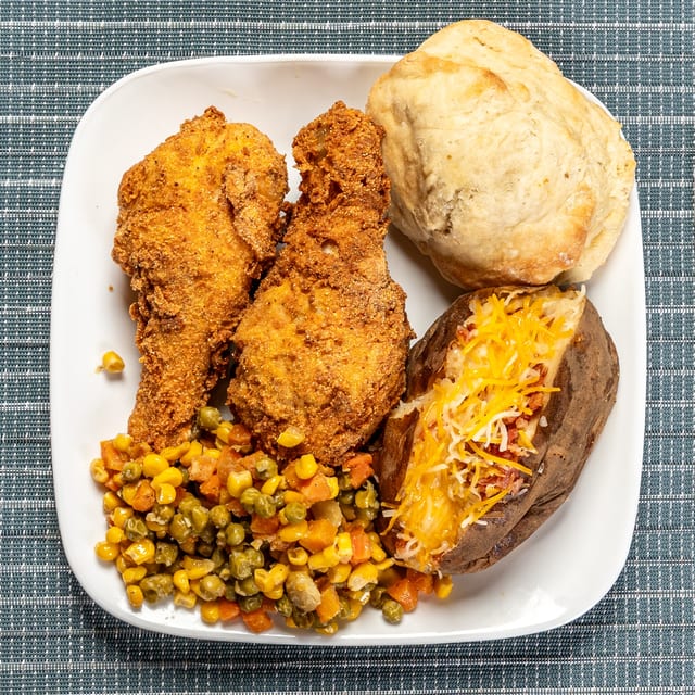 Fried Chicken 1 Leg & 1 Thigh.